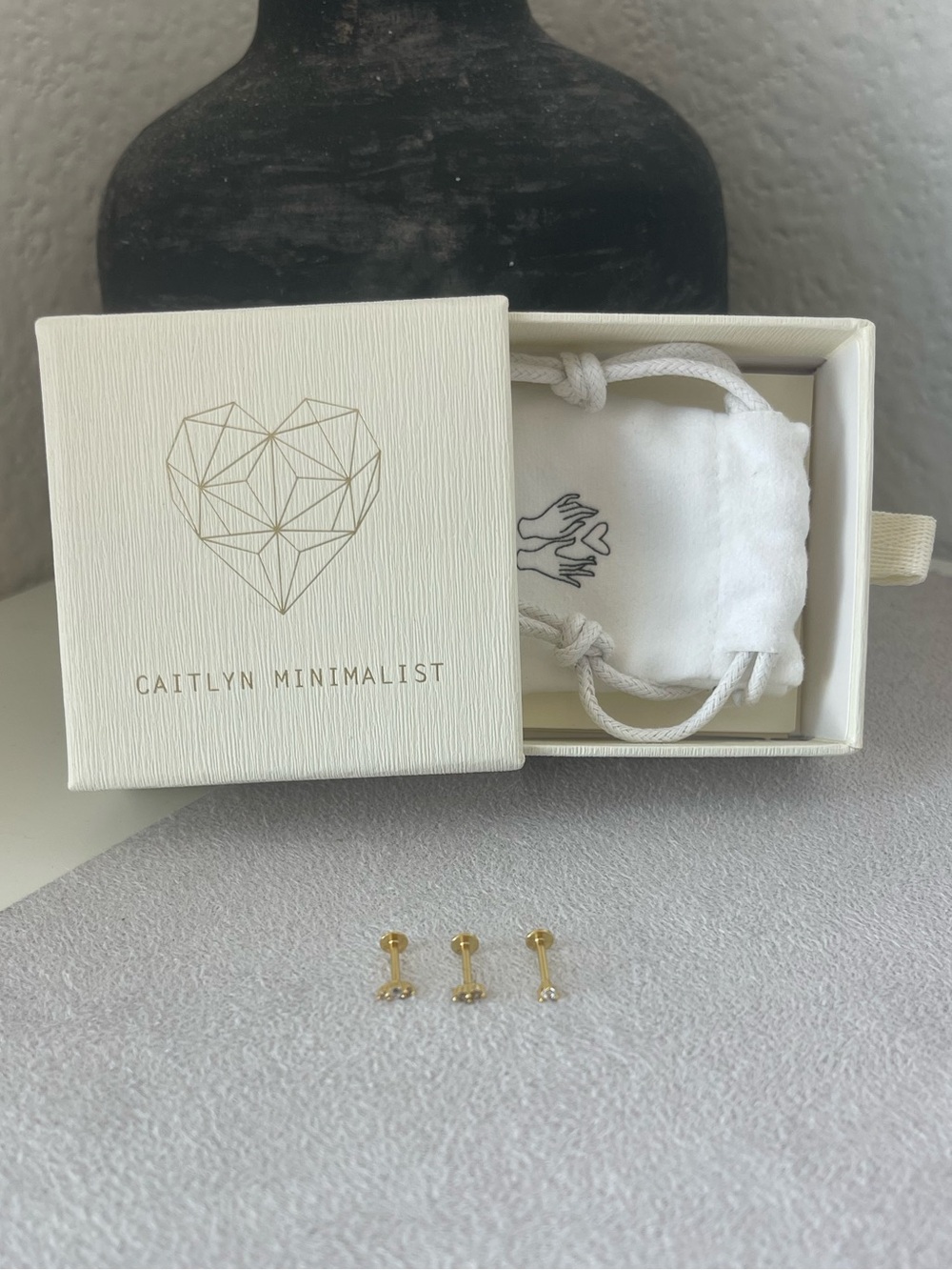 Caitlyn Minimalist Tiny Diamond Flatback Studs Single Set of 3 in 18k Gold